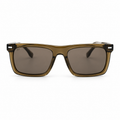 Lunettes de soleil EVATIKA, forme rectangulaire, monture vert, verres marron
