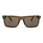 Lunettes de soleil EVATIKA, forme rectangulaire, monture vert, verres marron