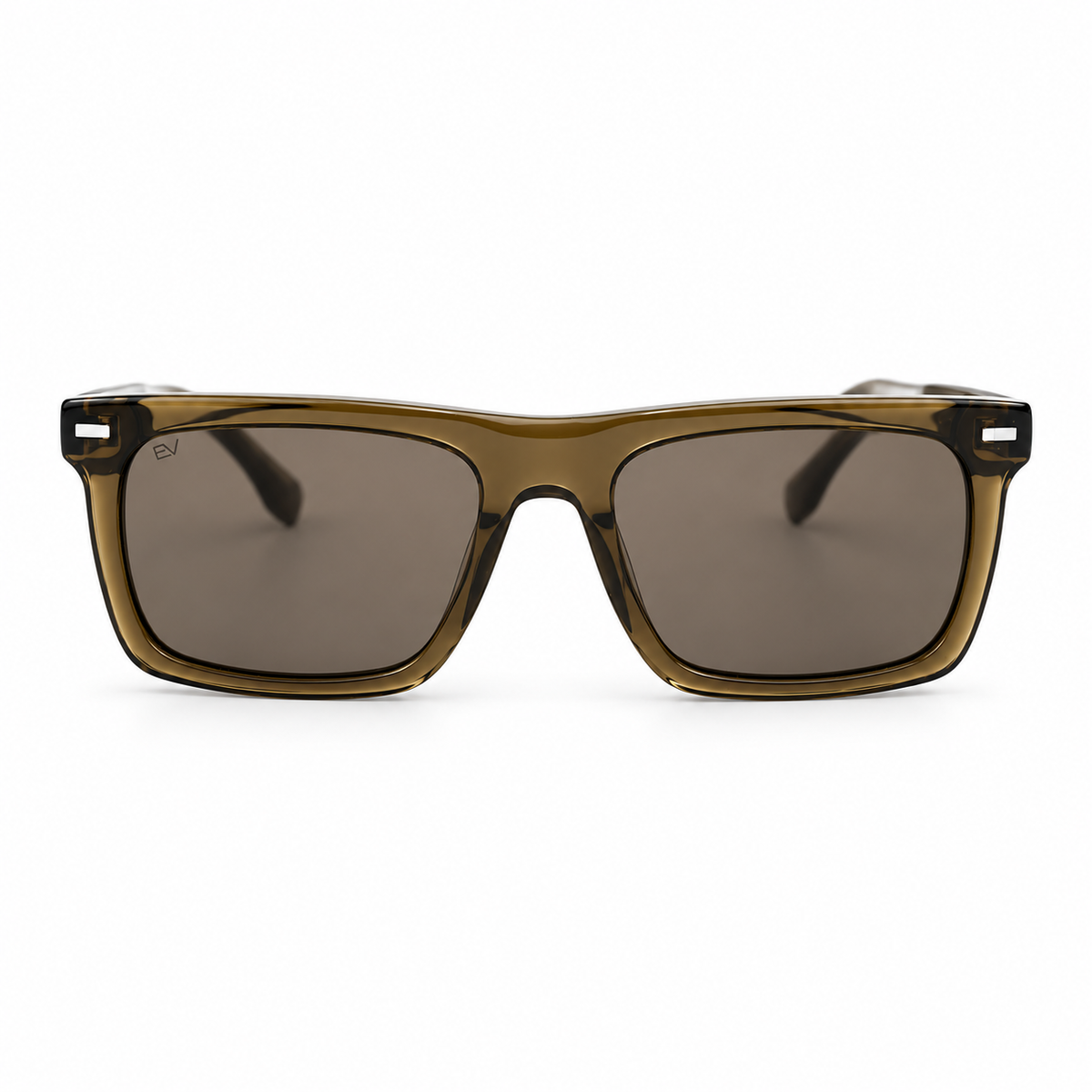Lunettes de soleil EVATIKA, forme rectangulaire, monture vert, verres marron