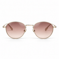 Lunettes de soleil EVATIKA, forme ronde, monture doré, verres rose