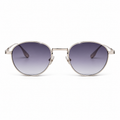 Lunettes de soleil EVATIKA, forme ronde, monture argenté, verres violet