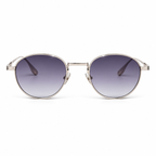 Lunettes de soleil EVATIKA, forme ronde, monture argenté, verres violet