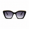 Lunettes de soleil EVATIKA, forme cat-eye, monture noir, verres violet