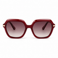 Lunettes de soleil EVATIKA, forme cat-eye, monture rouge, verres rose