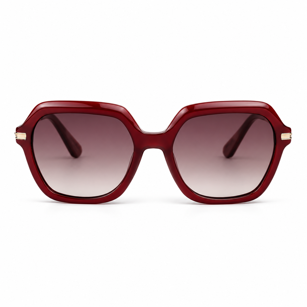 Lunettes de soleil EVATIKA, forme cat-eye, monture rouge, verres rose