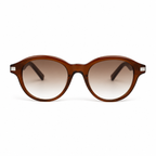 Lunettes de soleil EVATIKA, forme ovale, monture marron, verres marron