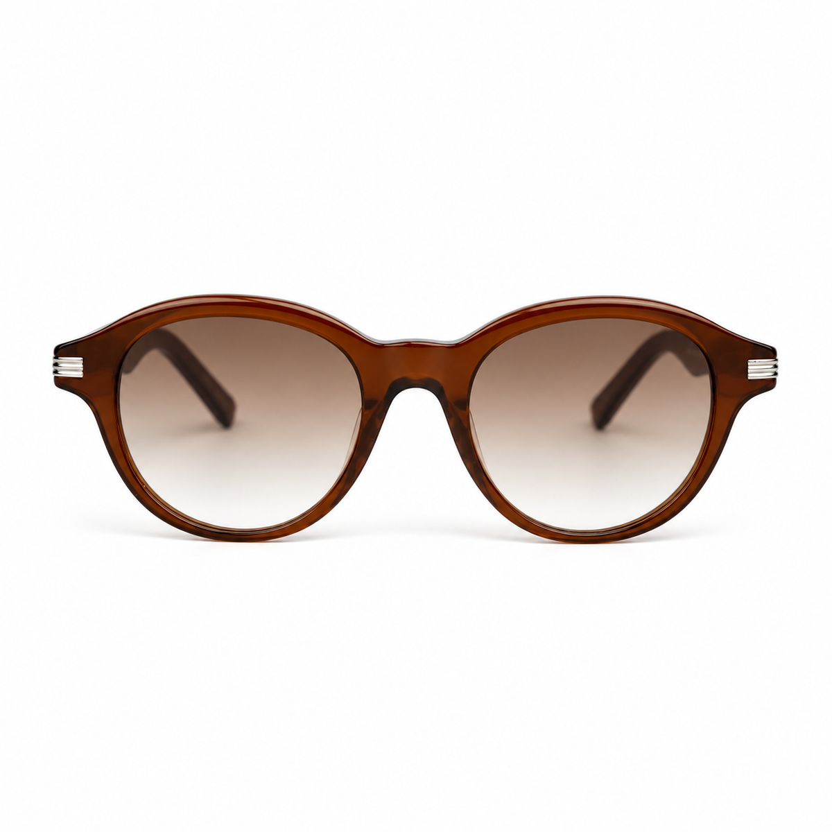 Lunettes de soleil EVATIKA, forme ovale, monture marron, verres marron