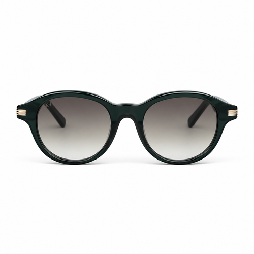 Lunettes de soleil EVATIKA, forme ovale, monture vert, verres gris