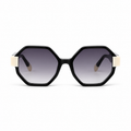 Lunettes de soleil EVATIKA, forme géométrique, monture noir, verres violet