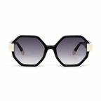 Lunettes de soleil EVATIKA, forme géométrique, monture noir, verres violet