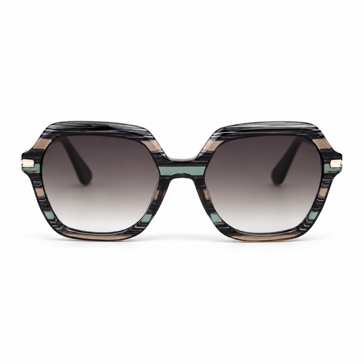 Lunettes de soleil EVATIKA, forme géométrique, monture écaille, verres gris