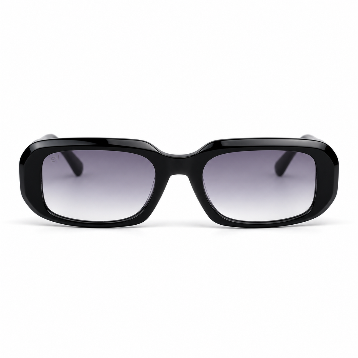 Lunettes de soleil EVATIKA, forme rectangulaire, monture noir, verres violet