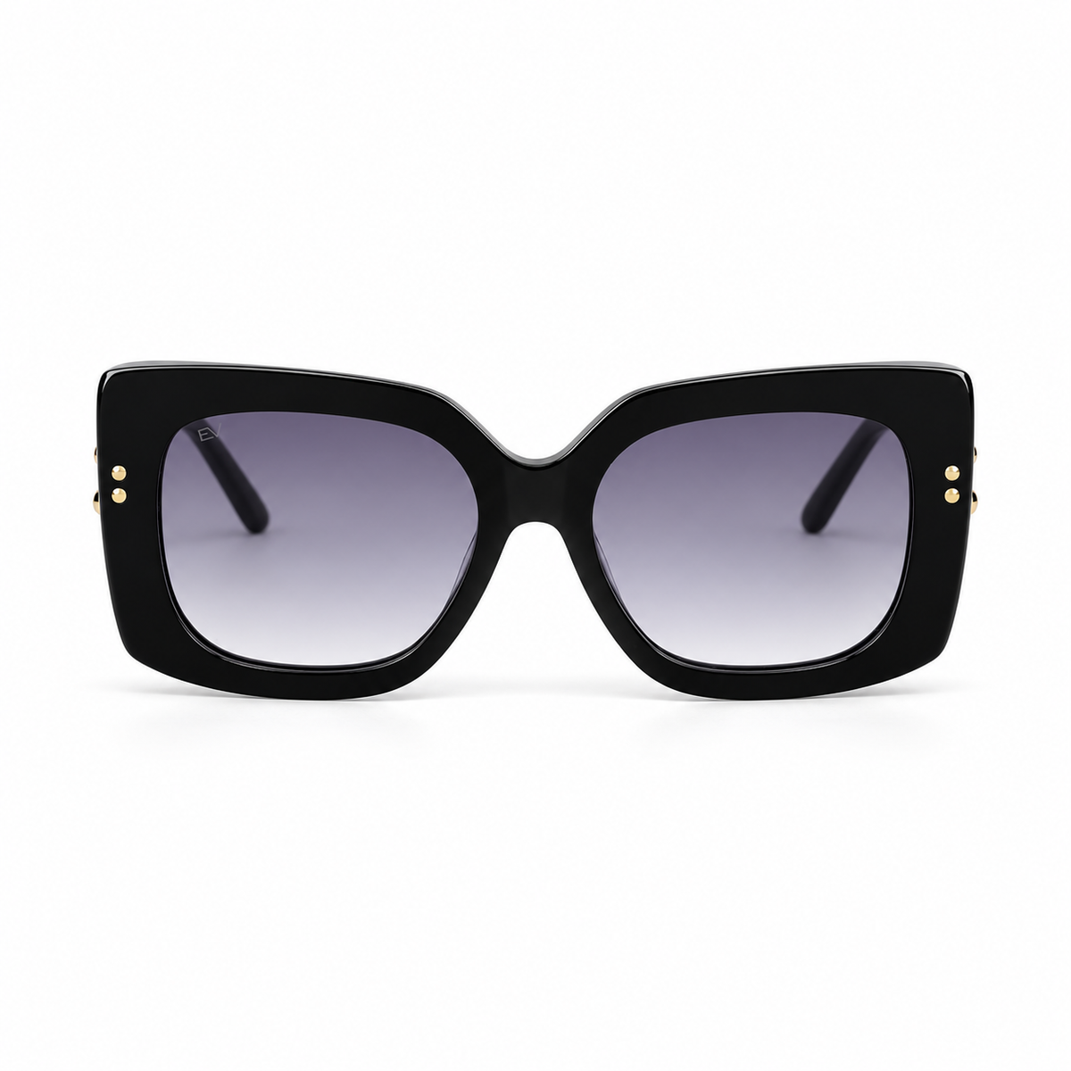 Lunettes de soleil EVATIKA, forme cat-eye, monture noir, verres violet