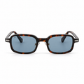 Lunettes de soleil EVATIKA, forme rectangulaire, monture écaille, verres bleu
