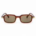 Lunettes de soleil EVATIKA, forme rectangulaire, monture marron, verres marron