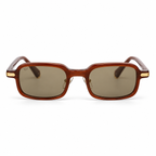 Lunettes de soleil EVATIKA, forme rectangulaire, monture marron, verres marron