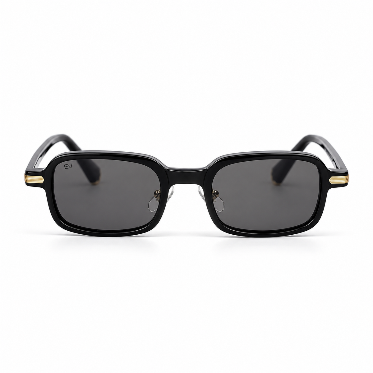 Lunettes de soleil EVATIKA, forme rectangulaire, monture noir, verres gris