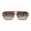 Lunettes de soleil EVATIKA, forme rectangulaire, monture marron, verres gris