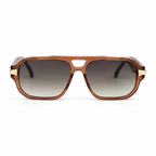 Lunettes de soleil EVATIKA, forme rectangulaire, monture marron, verres gris