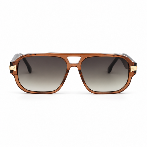 Lunettes de soleil EVATIKA, forme rectangulaire, monture marron, verres gris