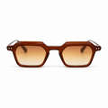 Lunettes de soleil EVATIKA, forme rectangulaire, monture marron, verres orange