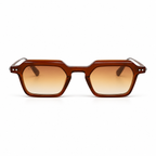Lunettes de soleil EVATIKA, forme rectangulaire, monture marron, verres orange