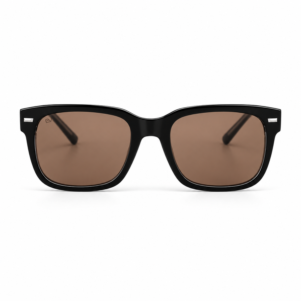 Lunettes de soleil EVATIKA, forme rectangulaire, monture noir, verres marron
