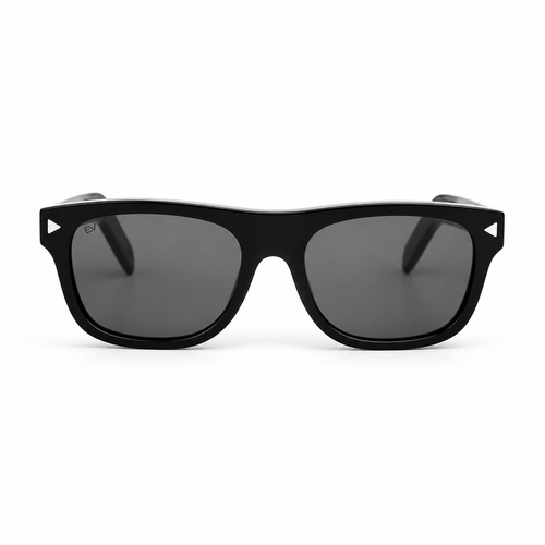 Lunettes de soleil EVATIKA, forme rectangulaire, monture noir, verres gris