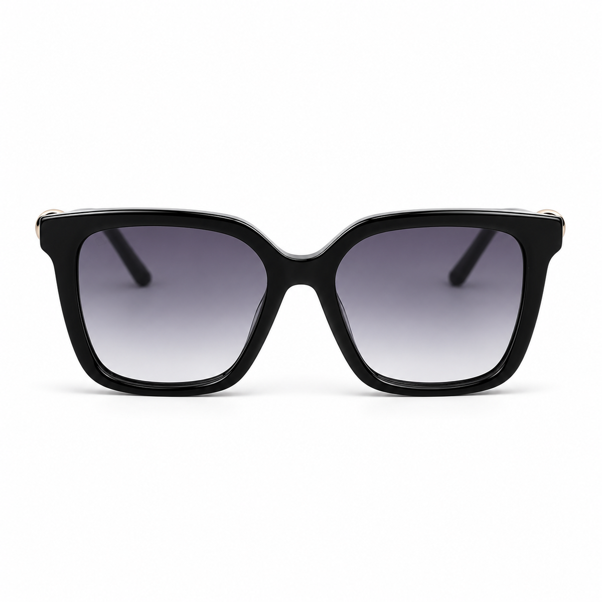 Lunettes de soleil EVATIKA, forme cat-eye, monture noir, verres violet