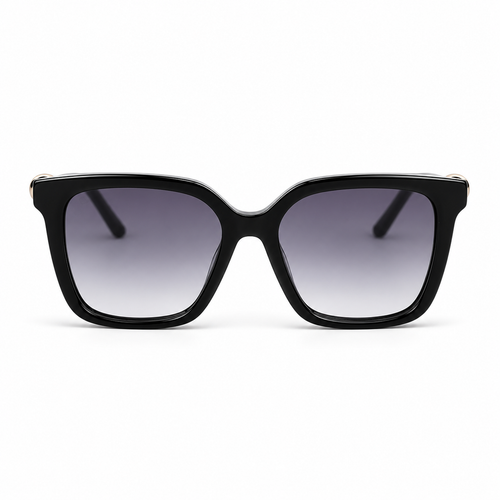 Lunettes de soleil EVATIKA, forme cat-eye, monture noir, verres violet