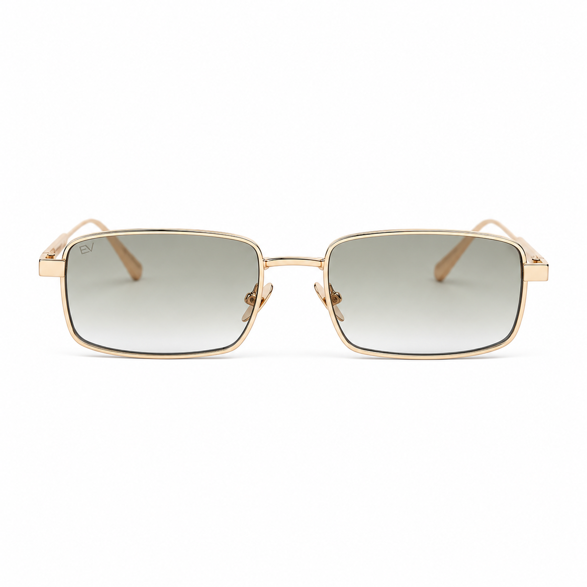 Lunettes de soleil EVATIKA, forme rectangulaire, monture doré, verres vert