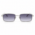 Lunettes de soleil EVATIKA, forme rectangulaire, monture argenté, verres gris