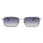 Lunettes de soleil EVATIKA, forme rectangulaire, monture argenté, verres gris