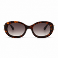 Lunettes de soleil EVATIKA, forme ovale, monture écaille, verres marron