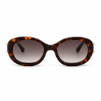 Lunettes de soleil EVATIKA, forme ovale, monture écaille, verres marron