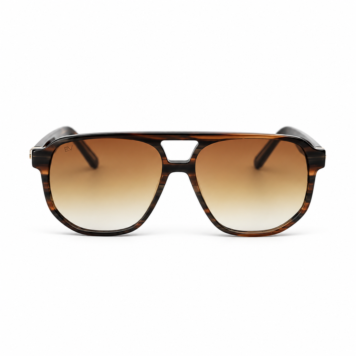 Lunettes de soleil EVATIKA, forme rectangulaire, monture marron, verres marron