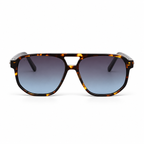 Lunettes de soleil EVATIKA, forme carrée, monture écaille, verres bleu