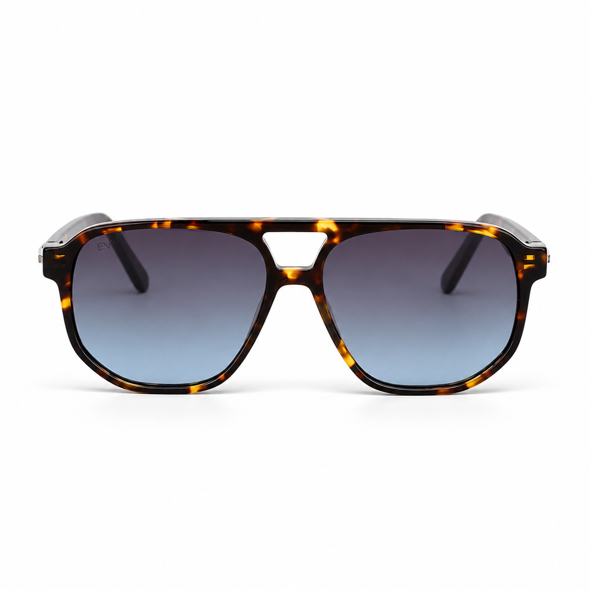 Lunettes de soleil EVATIKA, forme carrée, monture écaille, verres bleu