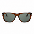Lunettes de soleil EVATIKA, forme rectangulaire, monture marron, verres vert