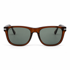 Lunettes de soleil EVATIKA, forme rectangulaire, monture marron, verres vert