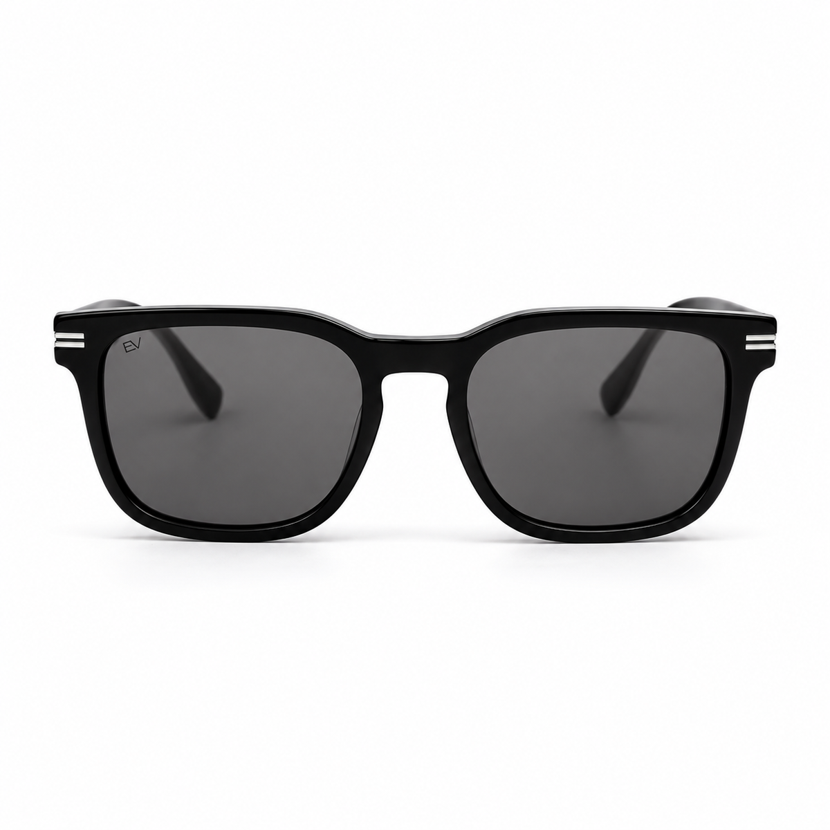 Lunettes de soleil EVATIKA, forme rectangulaire, monture noir, verres gris