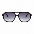 Lunettes de soleil EVATIKA, forme aviateur, monture noir, verres violet