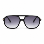 Lunettes de soleil EVATIKA, forme aviateur, monture noir, verres violet