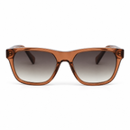 Lunettes de soleil EVATIKA, forme rectangulaire, monture marron, verres gris