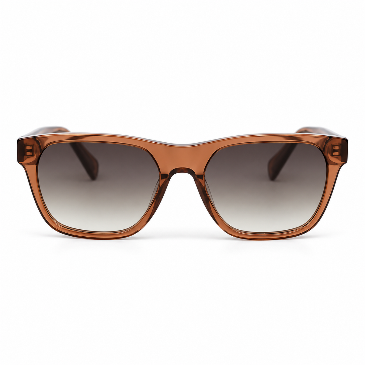 Lunettes de soleil EVATIKA, forme rectangulaire, monture marron, verres gris
