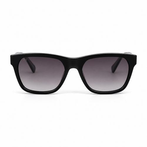 Lunettes de soleil EVATIKA, forme rectangulaire, monture noir, verres violet