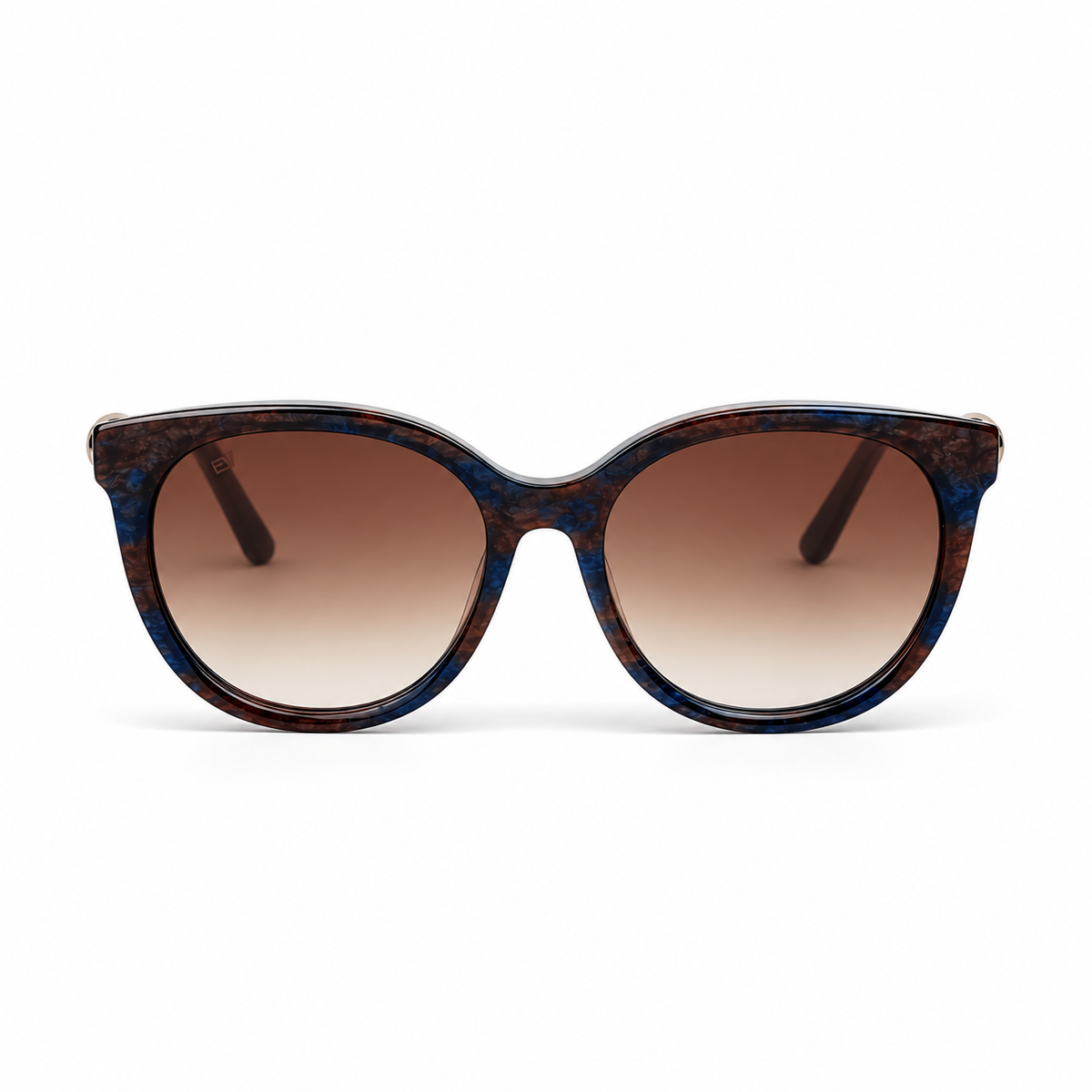 Lunettes de soleil EVATIKA, forme cat-eye, monture multicolore, verres marron