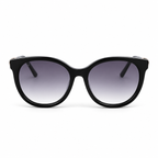 Lunettes de soleil EVATIKA, forme ronde, monture noir, verres gris