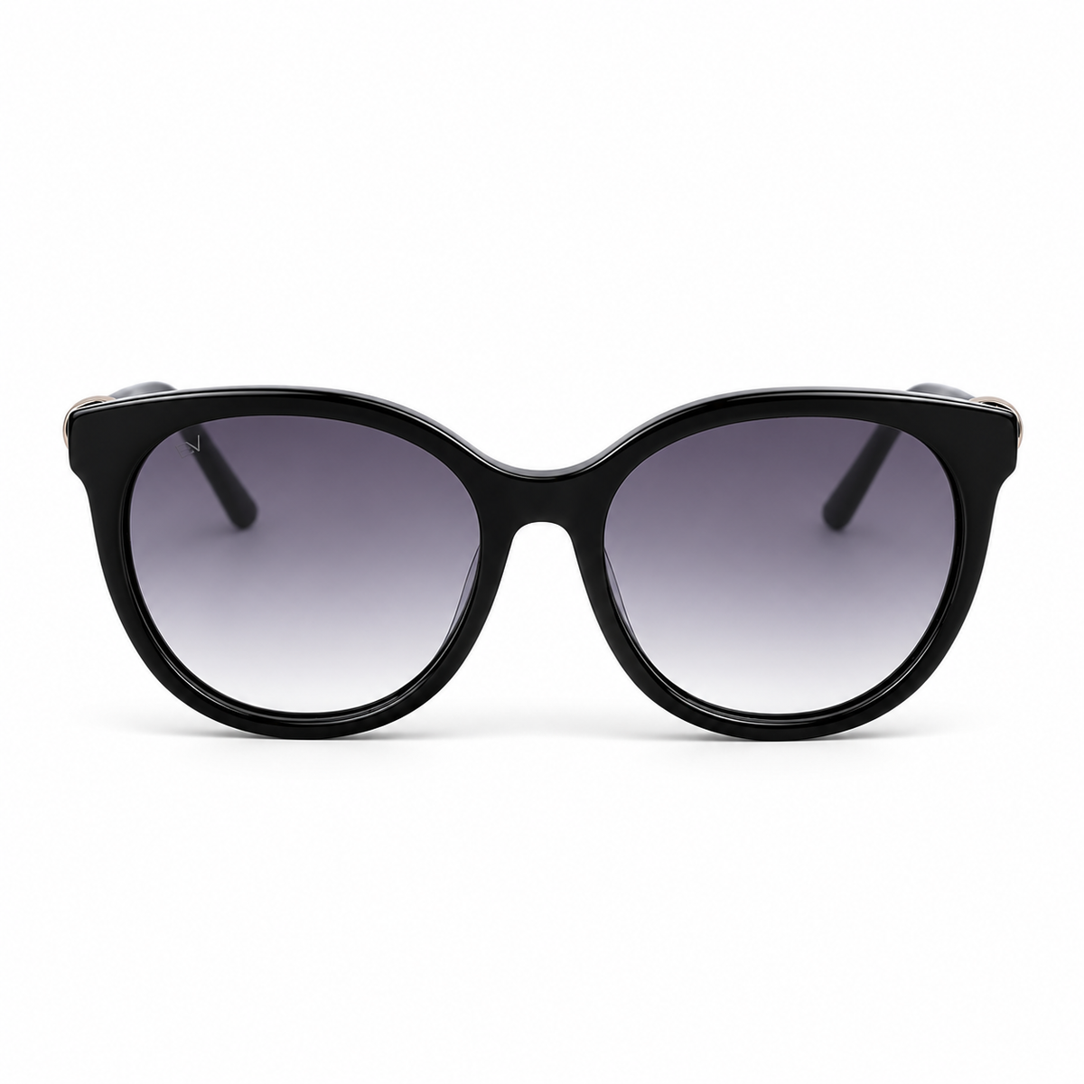 Lunettes de soleil EVATIKA, forme ronde, monture noir, verres gris