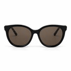 Lunettes de soleil EVATIKA, forme ovale, monture noir, verres marron